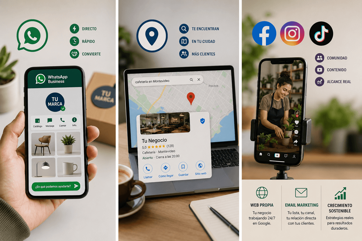 emprendedor uruguayo usando WhatsApp Business para conseguir clientes